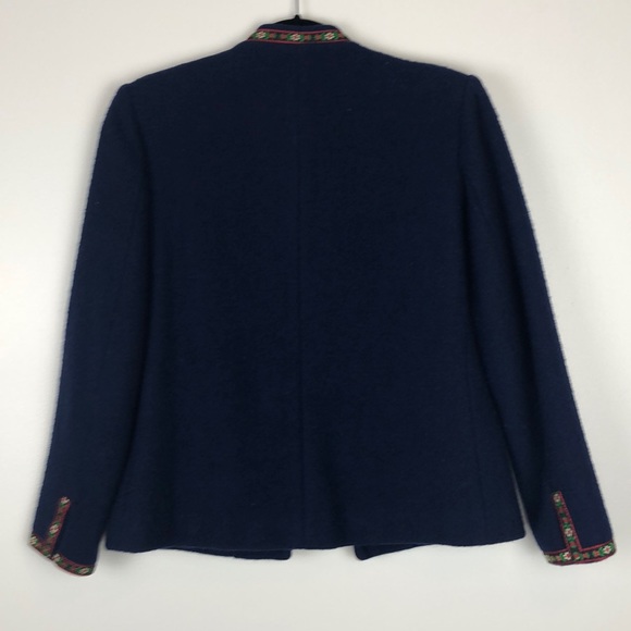 Lang Originals l Vintage? Navy Floral Trim Coat - Picture 7 of 8